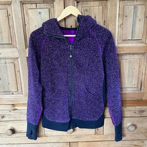 Lululemon 6 Black Purple Hoodie Full‎ Zip Scooba Hood Pockets Speckled